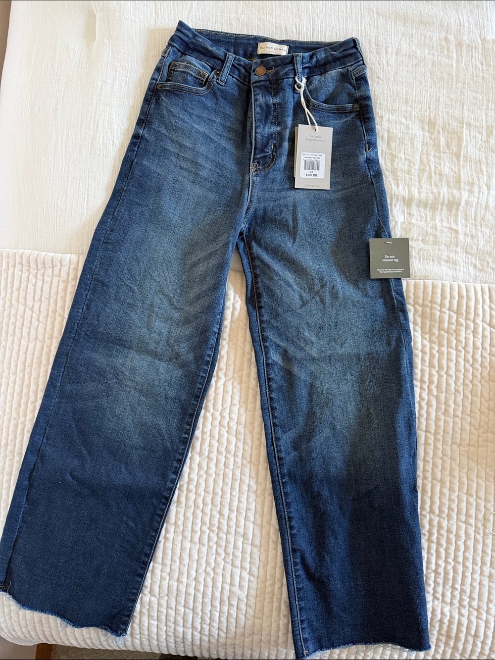 Oliver Logan High-Rise Cropped Aberdeen Wide-Leg Jeans *NWT* — “Dark Aged Vintag